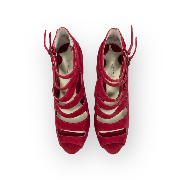 Leon Max 𖣴 Link Suede Platform Gladiator Stilettos Heels 𖣴 Fire Engine Red 𖣴 SJP - Picture 9 of 16